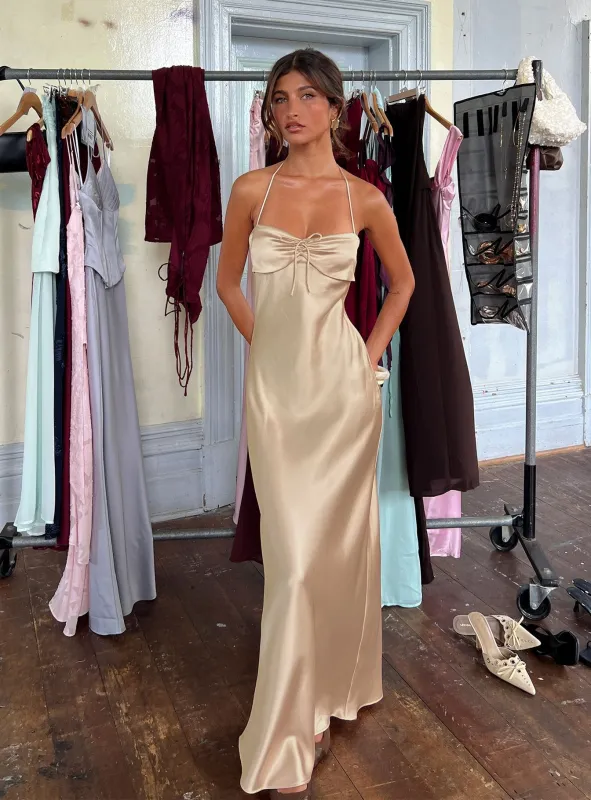 Fireproof Halter Maxi Dress Champagne sold by Princess Polly