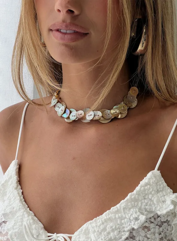 Brealle Button Necklace Multi sold by Princess Polly