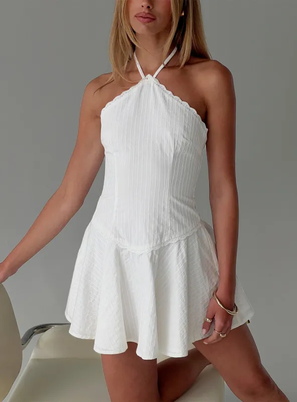 Hunnie Halter Mini Dress White sold by Princess Polly