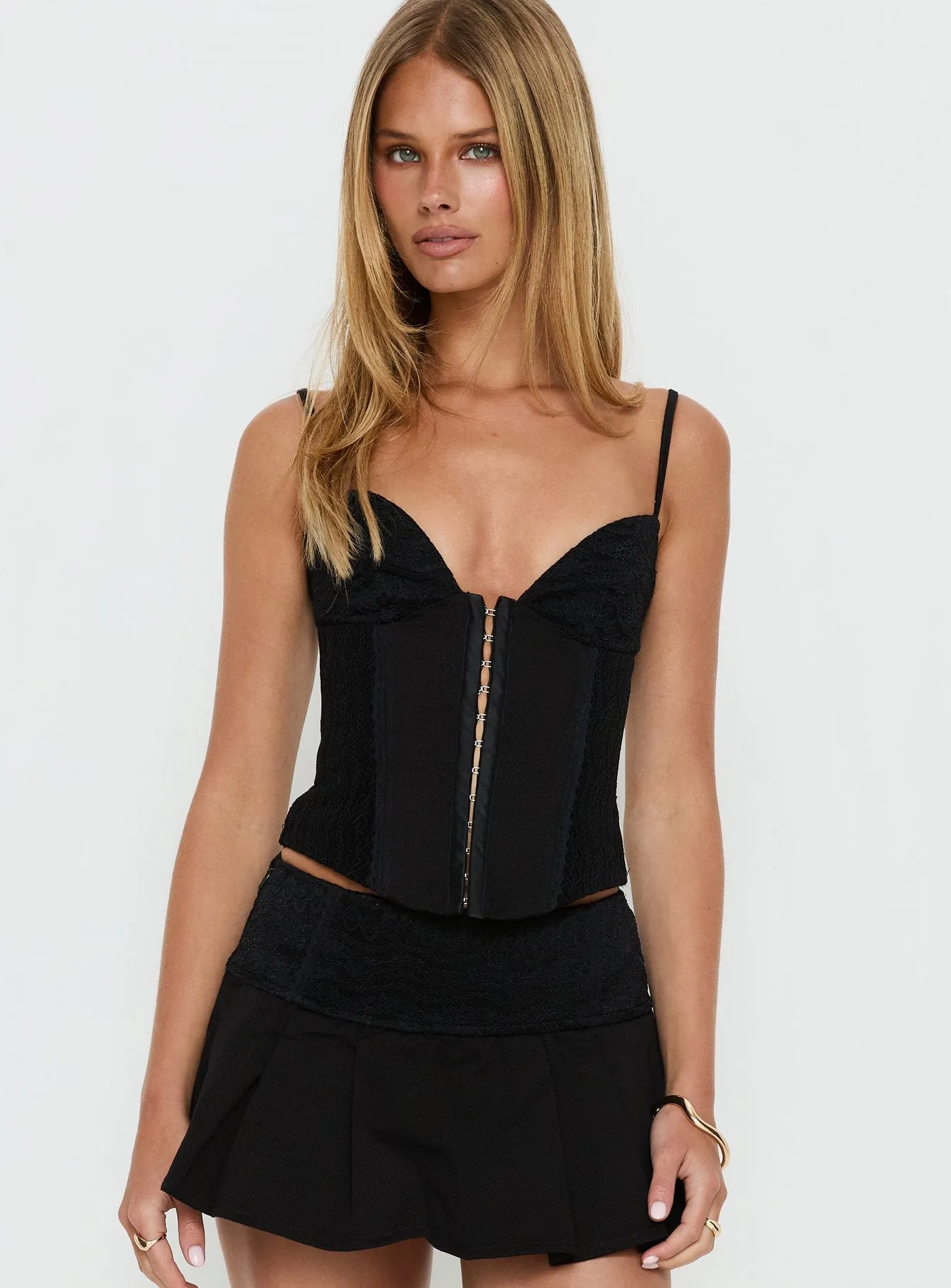 Francee Lace Corset Top Black sold by Princess Polly product image thumbnail 2