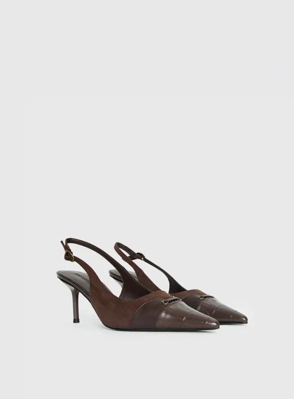 Tiptoe Slingback Heels Brown sold by Princess Polly