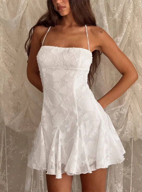 Delamere Mini Dress White Burnout sold by Princess Polly