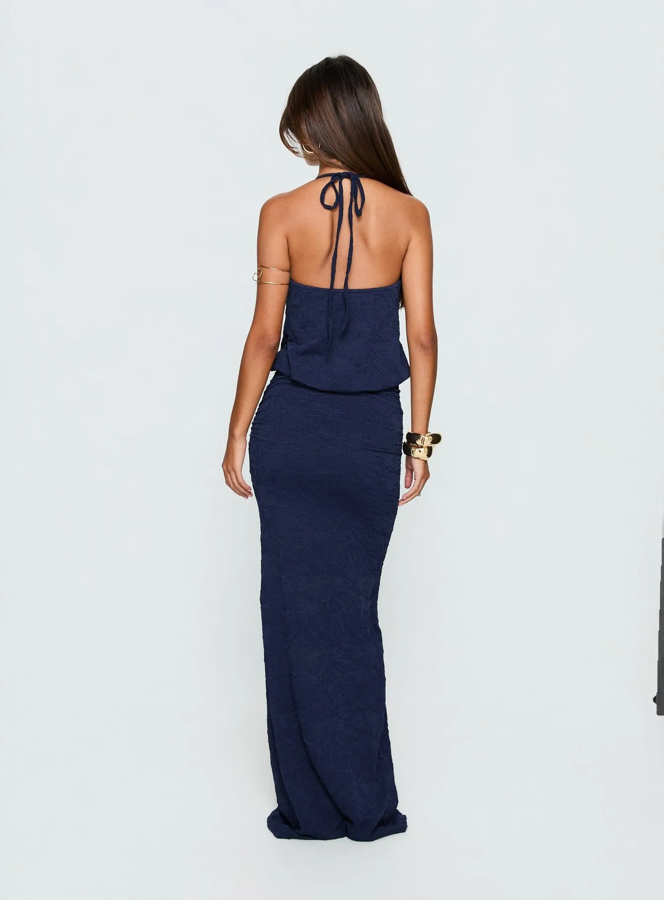 Sungold Halter Maxi Dress Navy sold by Princess Polly product image thumbnail 4