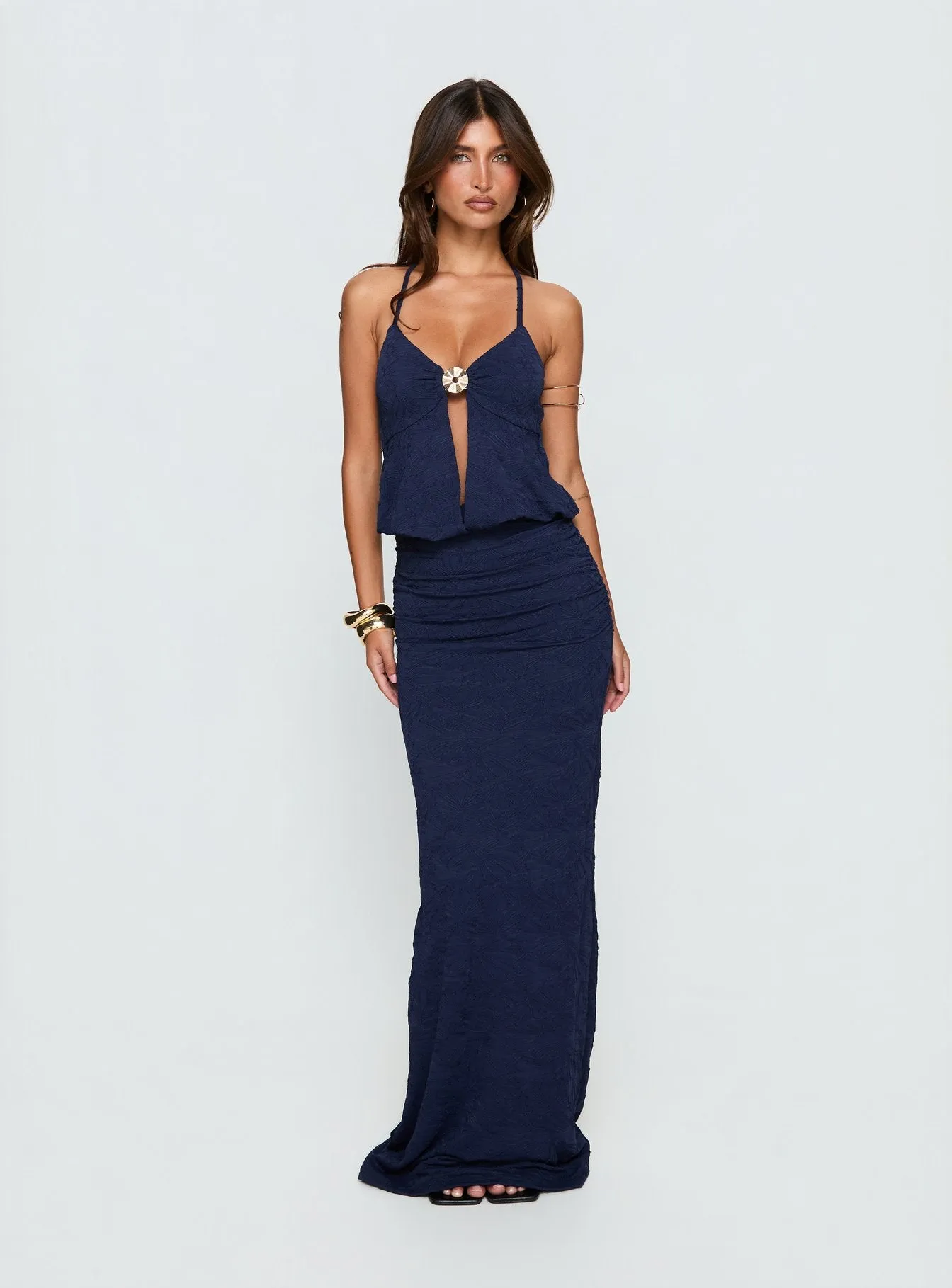 Sungold Halter Maxi Dress Navy sold by Princess Polly product image thumbnail 2