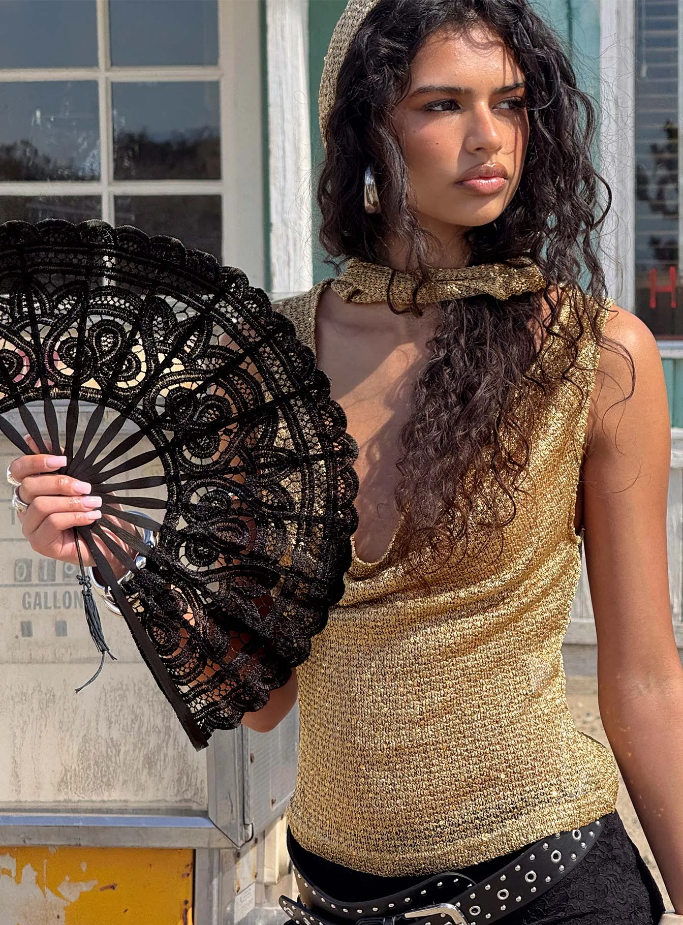Bossa Nova Lace Fan Black sold by Princess Polly