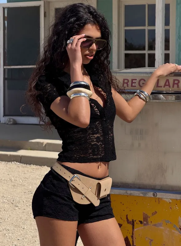 Daveney Lace Micro Shorts Black sold by Princess Polly