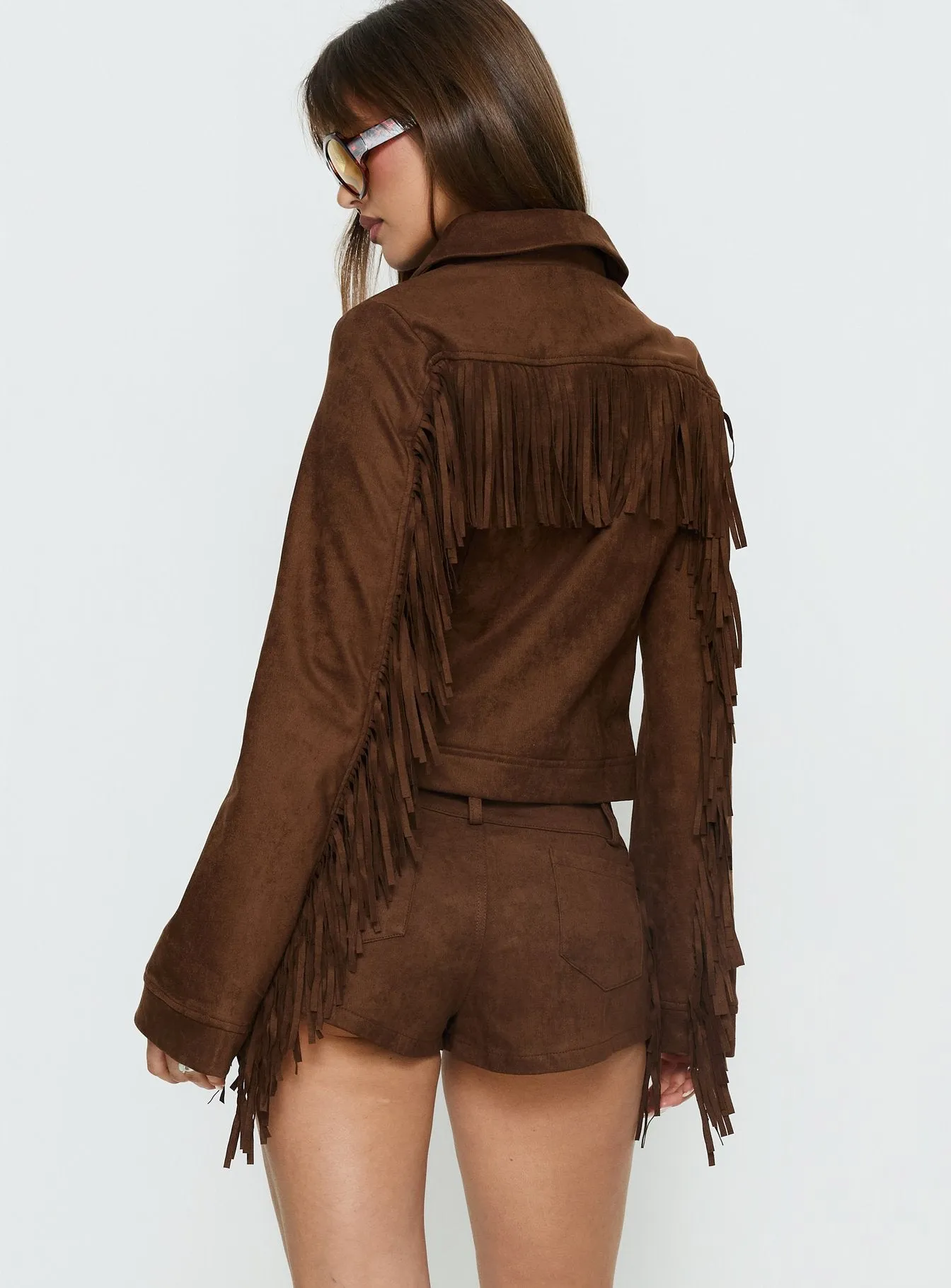 Dakohda Fringe Jacket Chocolate Brown sold by Princess Polly product image thumbnail 5