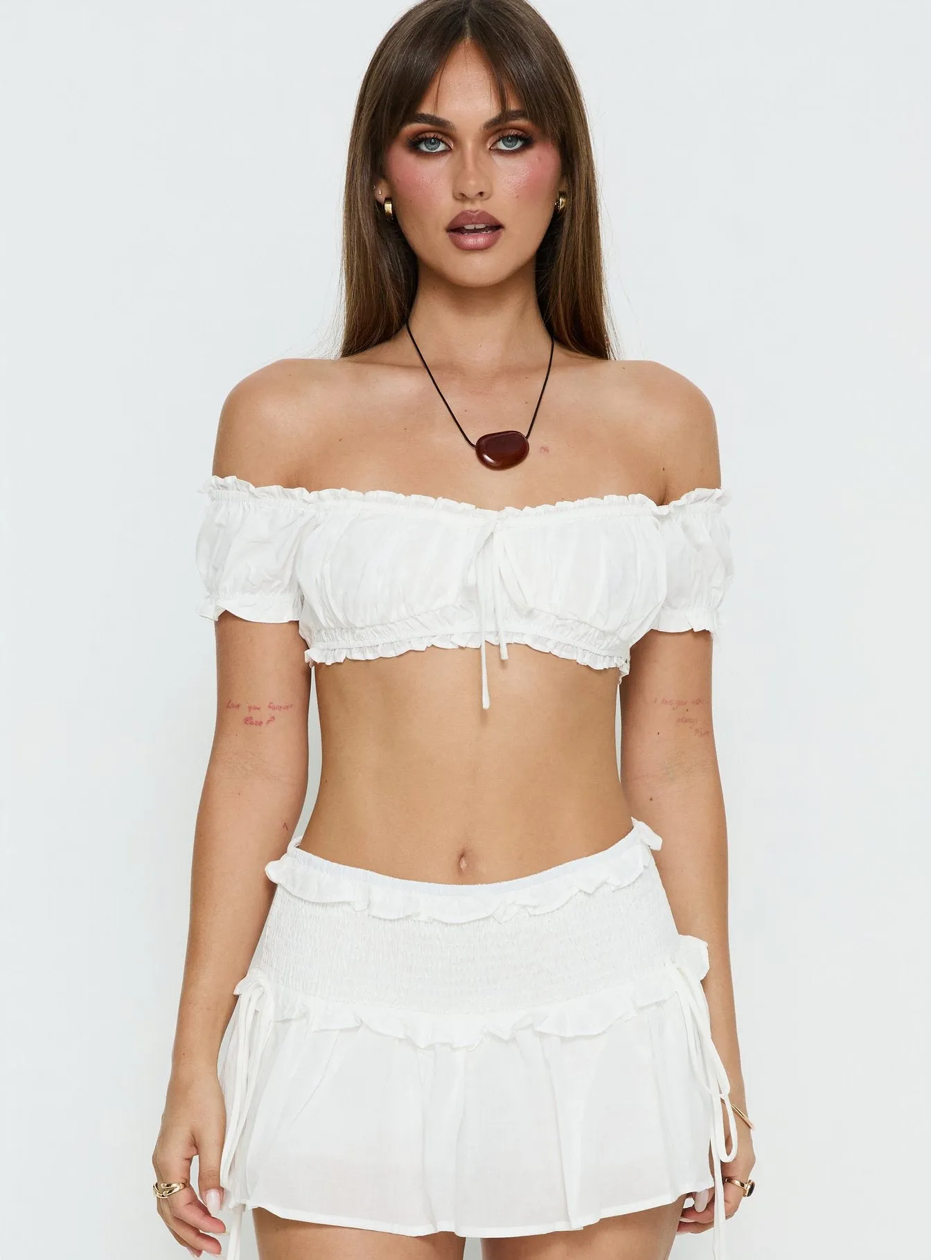 Corabel Off Shoulder Micro Crop Top White sold by Princess Polly product image thumbnail 2