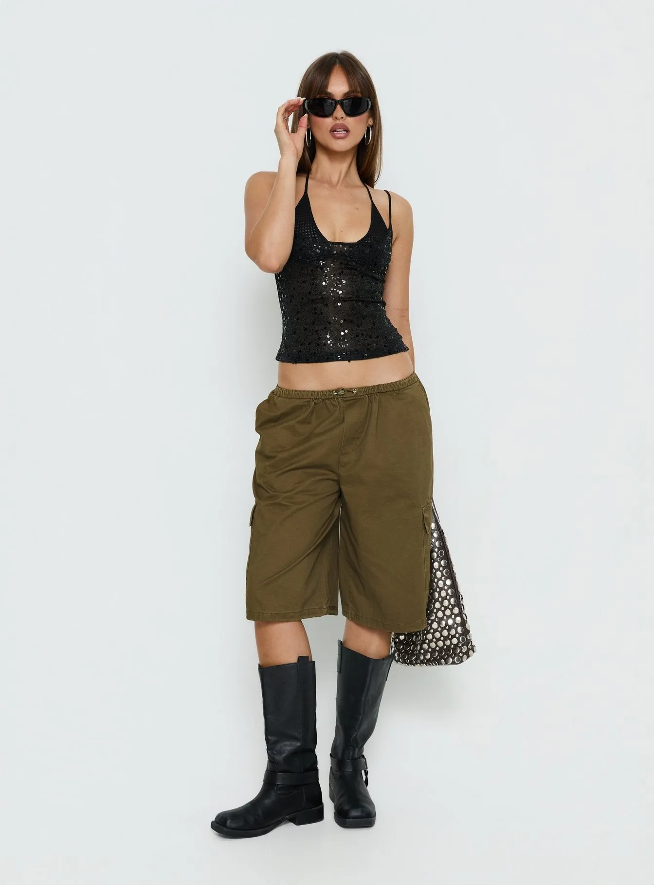 Odena Layered Sequin Cami Top Black sold by Princess Polly product image thumbnail 3