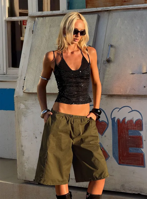 Allyza Baggy Cargo Shorts Olive made by Princess Polly