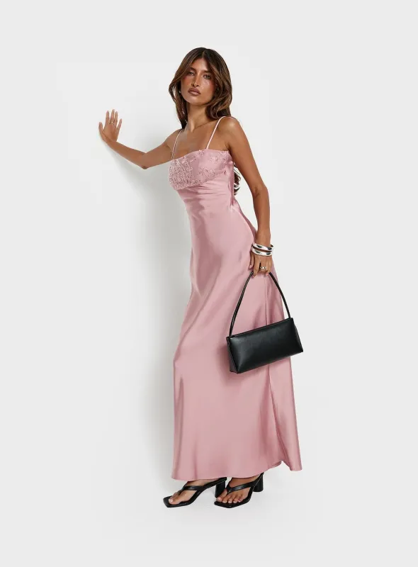 Engracia Sequin Maxi Dress Pink sold by Princess Polly
