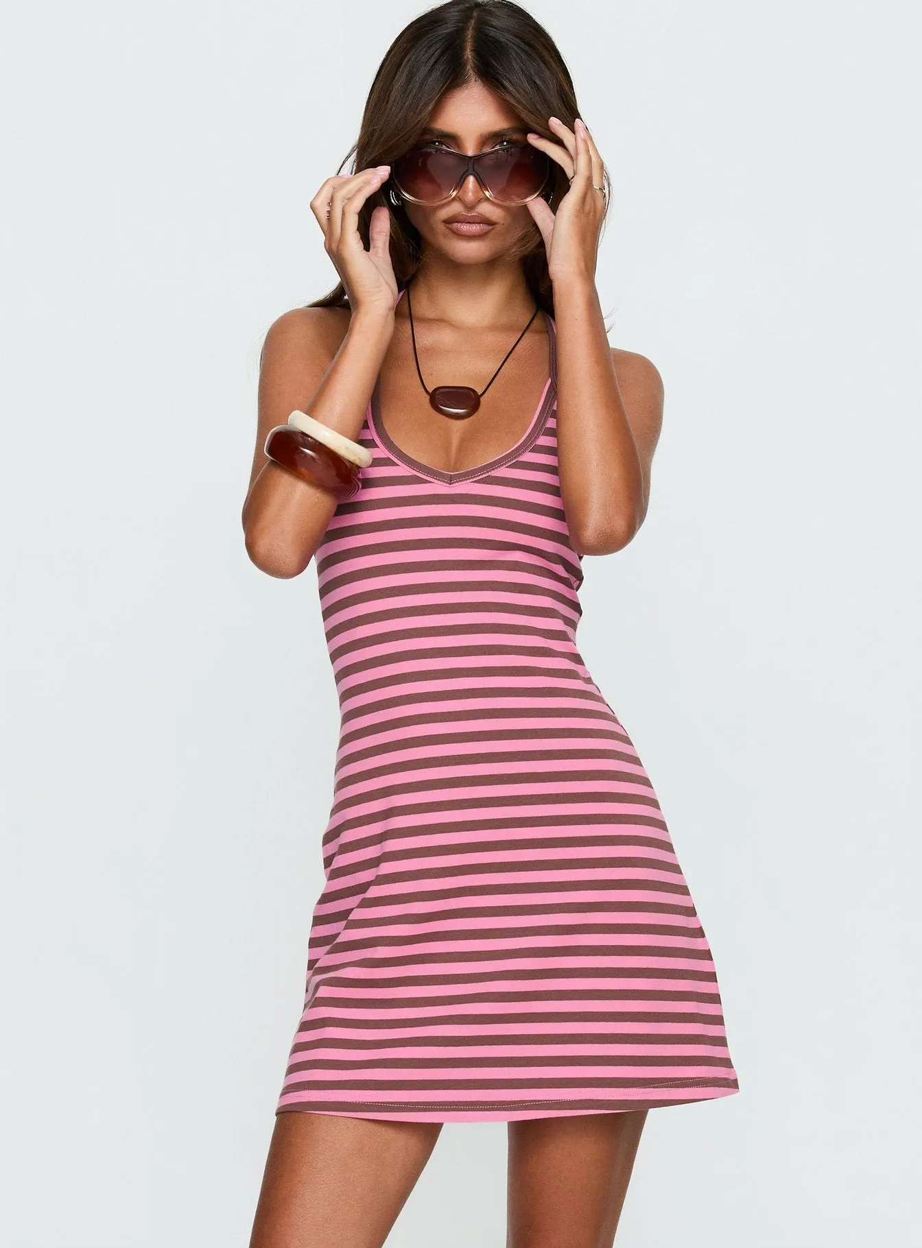Klova Halter Mini Dress Pink Stripe sold by Princess Polly product image thumbnail 2