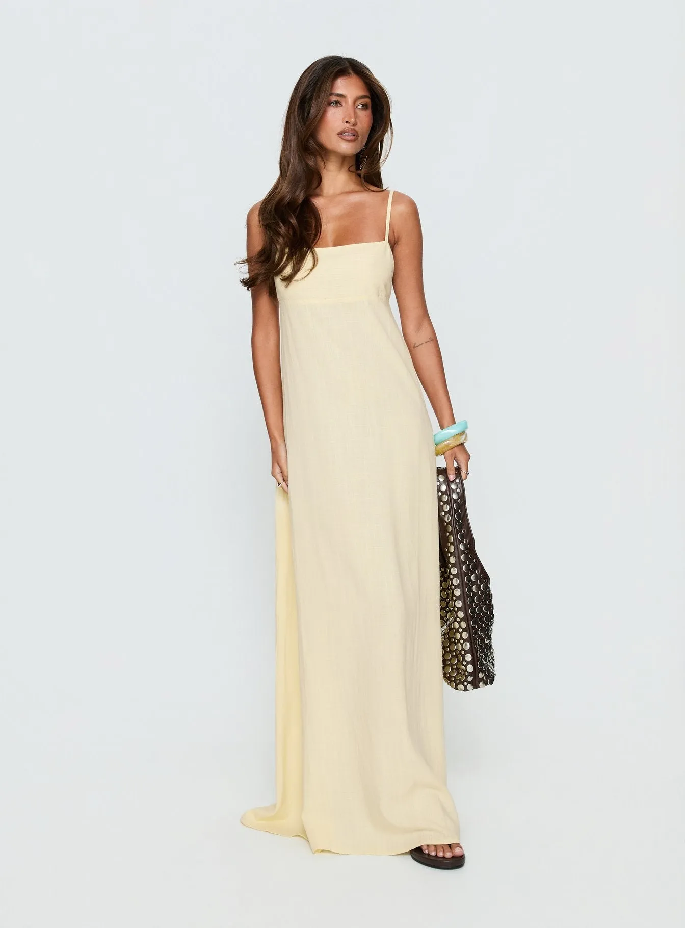 Solie Tie Back Maxi Dress Butter sold by Princess Polly product image thumbnail 3