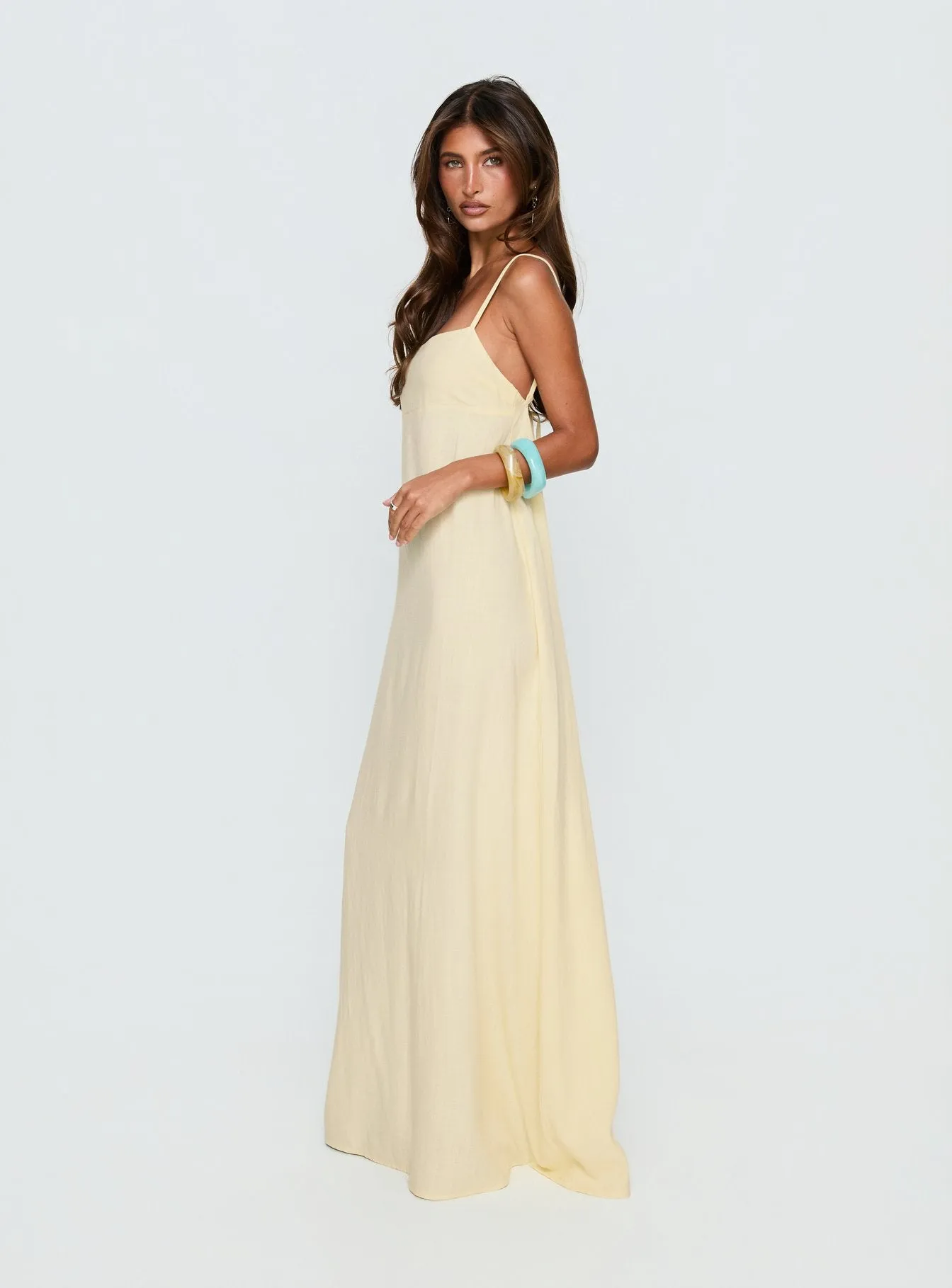 Solie Tie Back Maxi Dress Butter sold by Princess Polly product image thumbnail 4