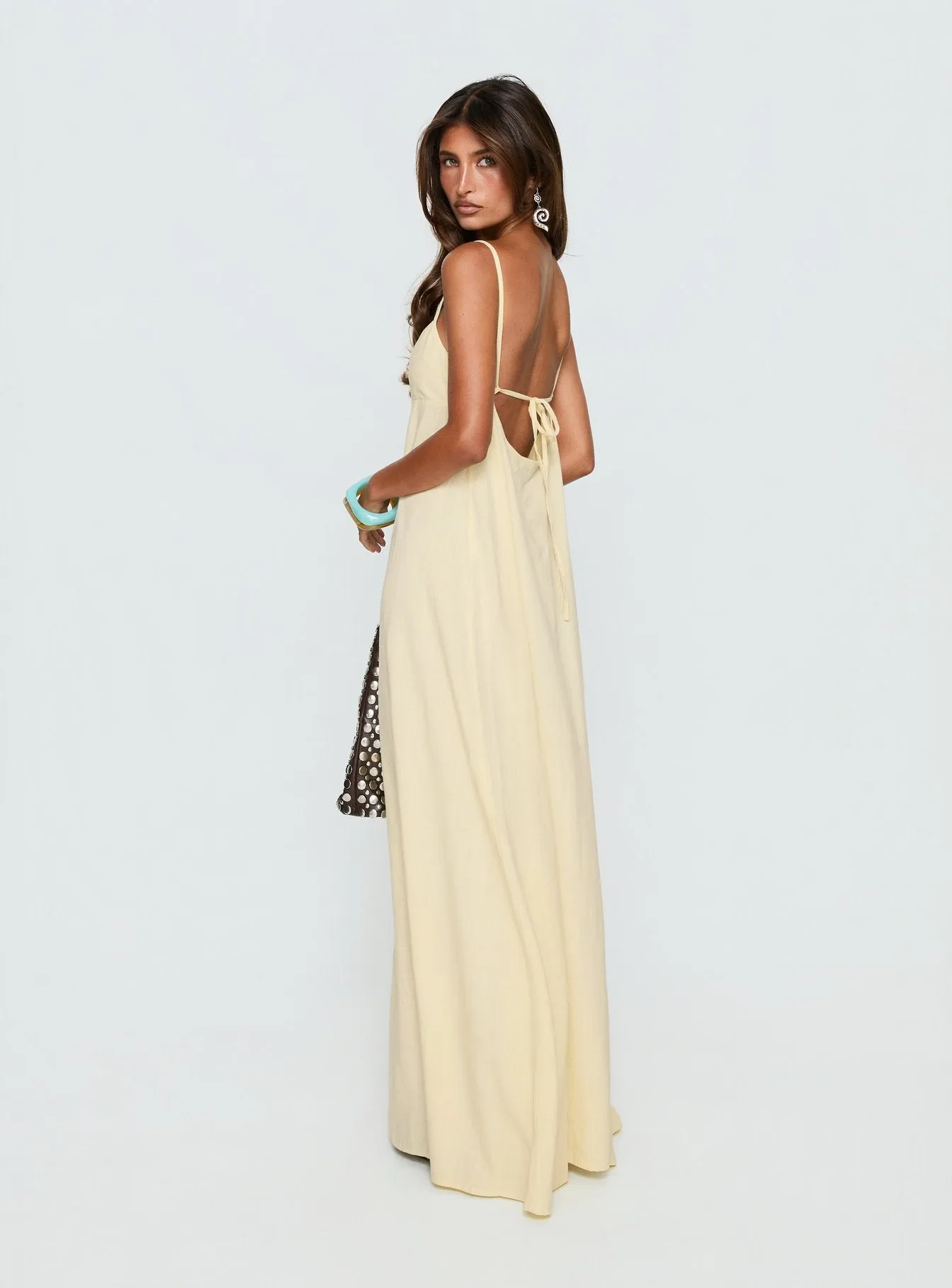Solie Tie Back Maxi Dress Butter sold by Princess Polly product image thumbnail 5
