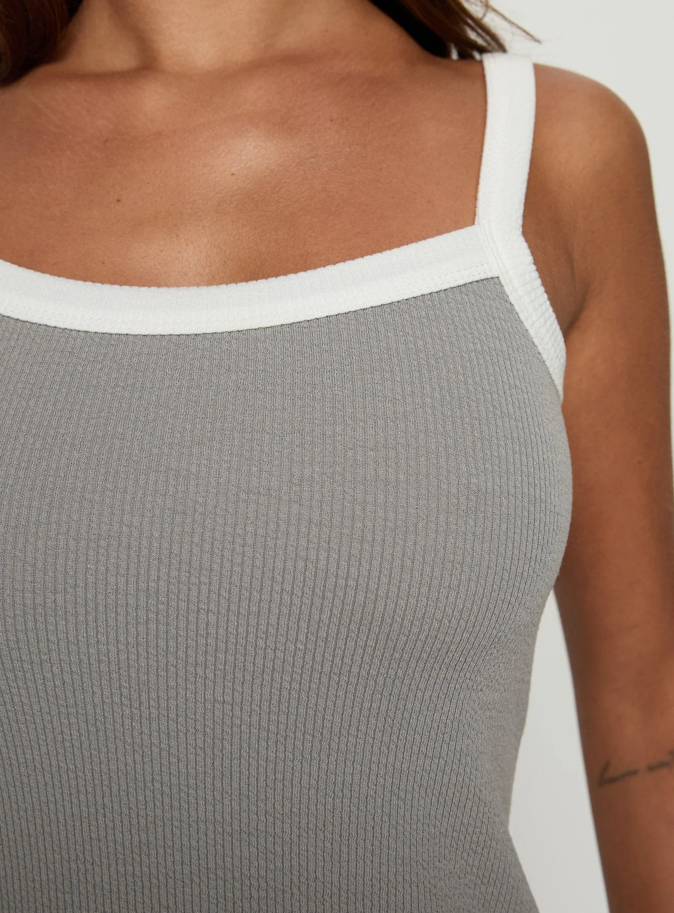 Toree Scoop Back Mini Dress Grey / White sold by Princess Polly product image thumbnail 5