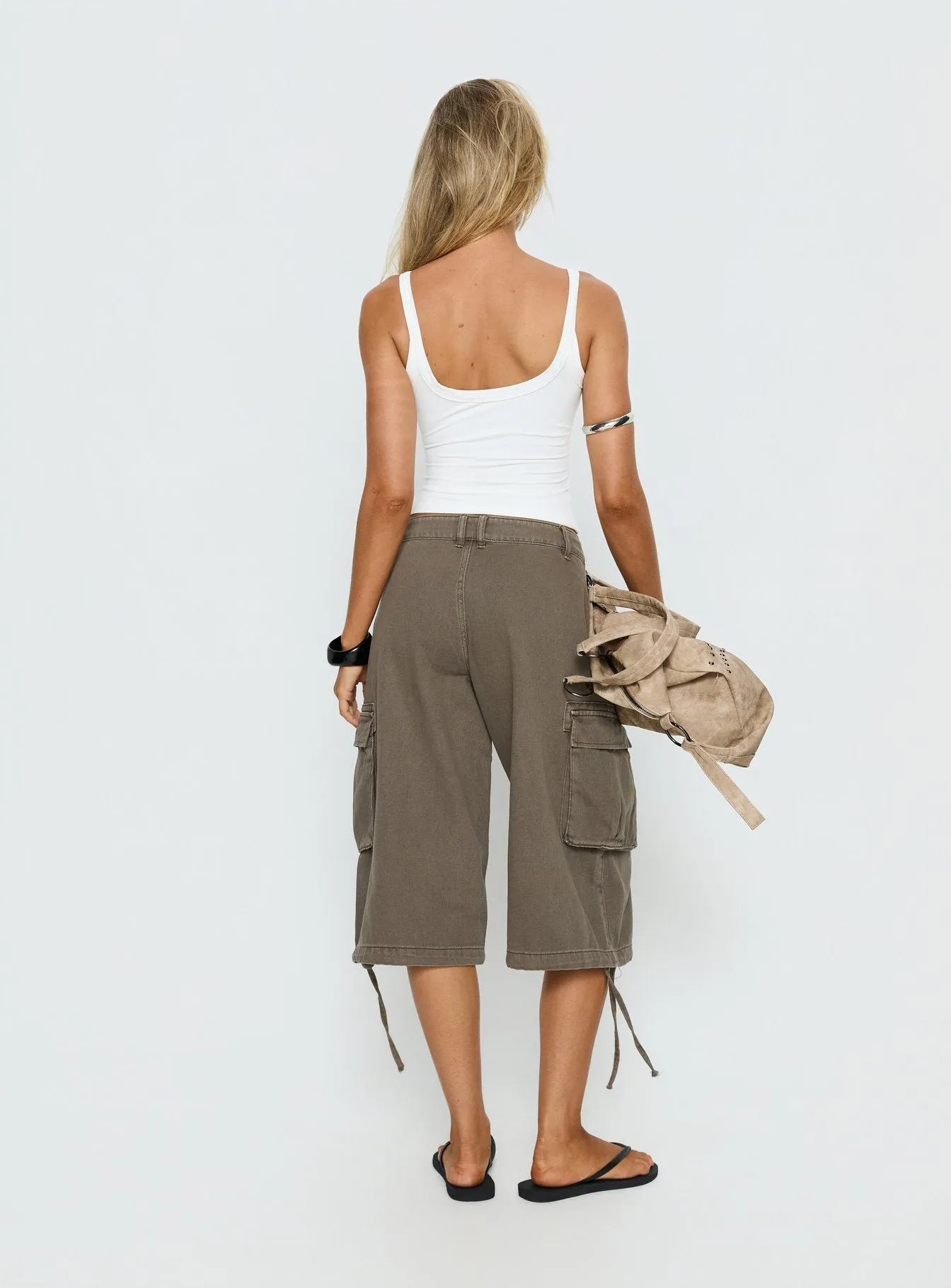 Hudsen Longline Cargo Shorts Khaki sold by Princess Polly product image thumbnail 5