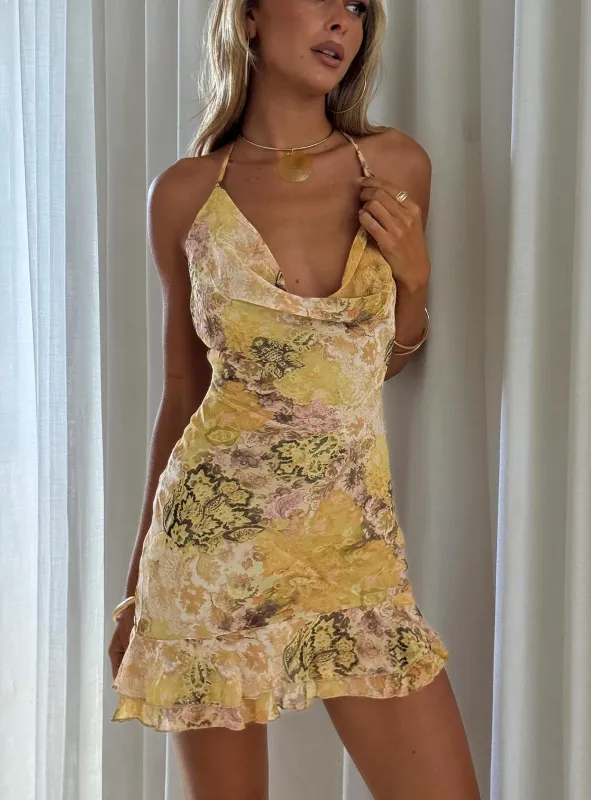 Daisybelle Halter Mini Dress Multi sold by Princess Polly