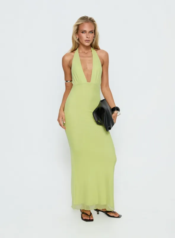 Astrazia Halter Maxi Dress Green sold by Princess Polly