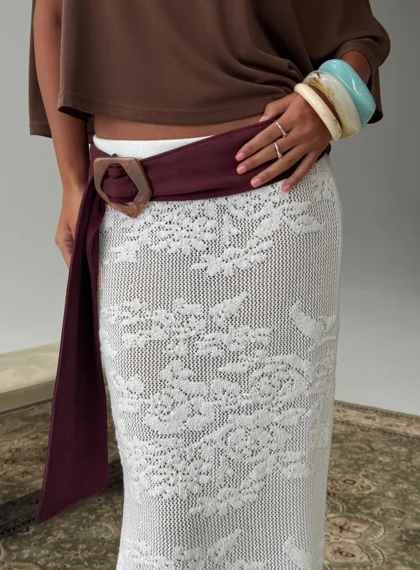 Wrylie Faux Suede Belt Plum made by Princess Polly