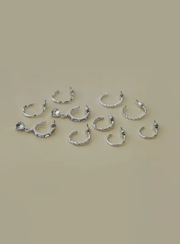 Delfine Earring Pack Silver sold by Princess Polly