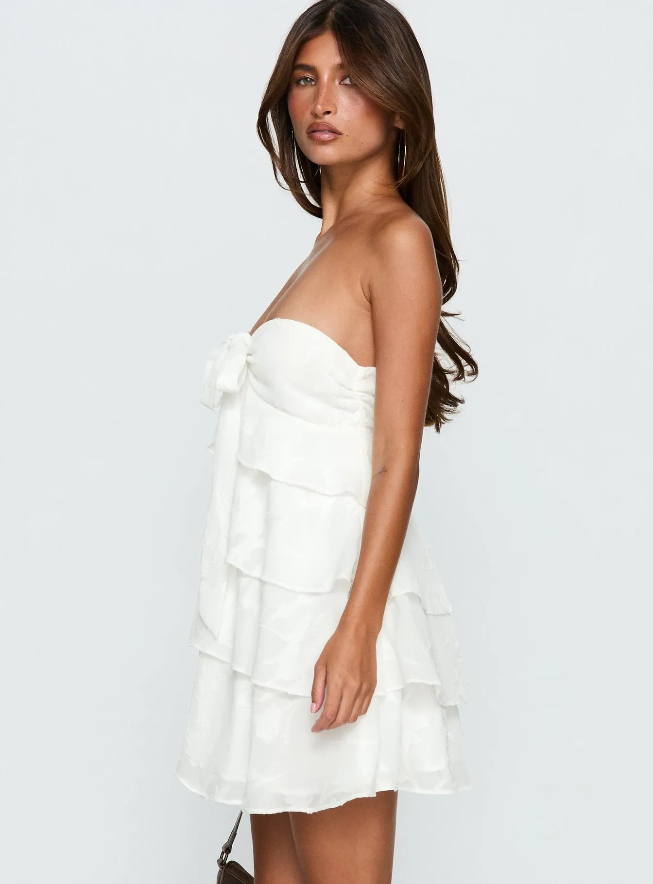 Kalari Strapless Layered Mini Dress White sold by Princess Polly product image thumbnail 4