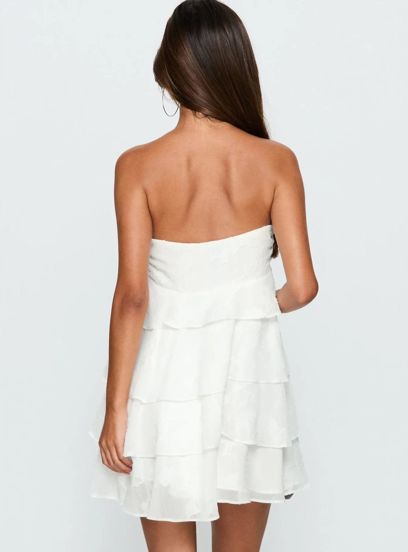 Kalari Strapless Layered Mini Dress White sold by Princess Polly product image thumbnail 5