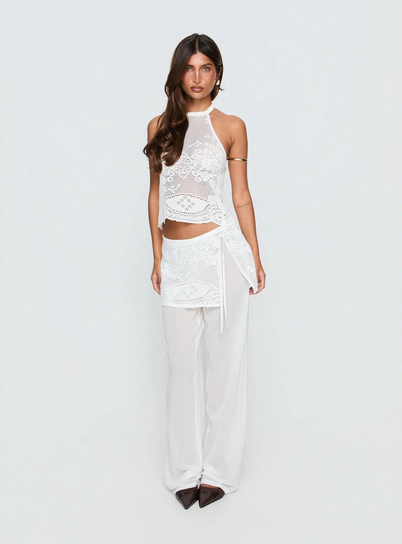 Claudie Layered Lace Straight Leg Pants White sold by Princess Polly product image thumbnail 3