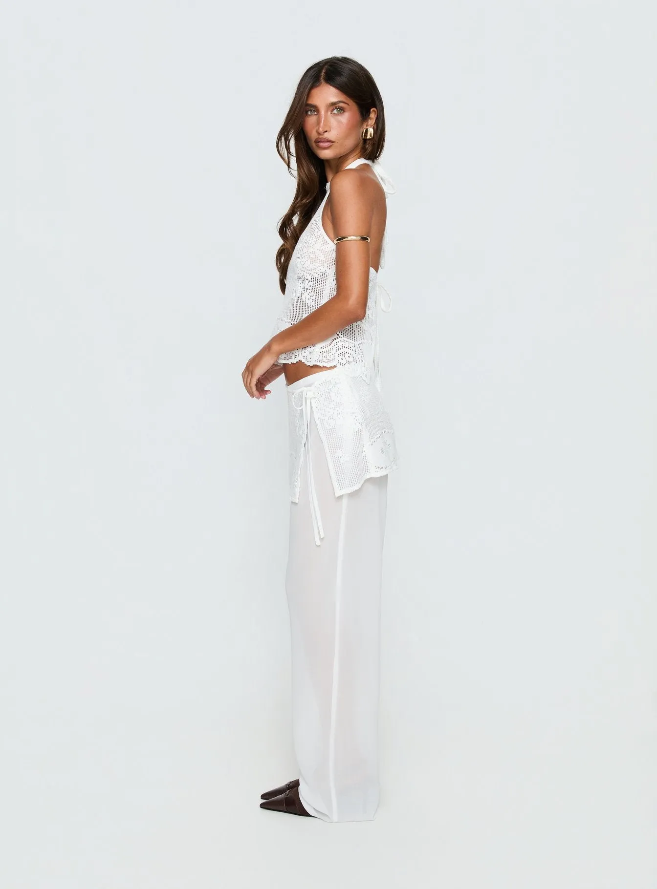 Claudie Layered Lace Straight Leg Pants White sold by Princess Polly product image thumbnail 4