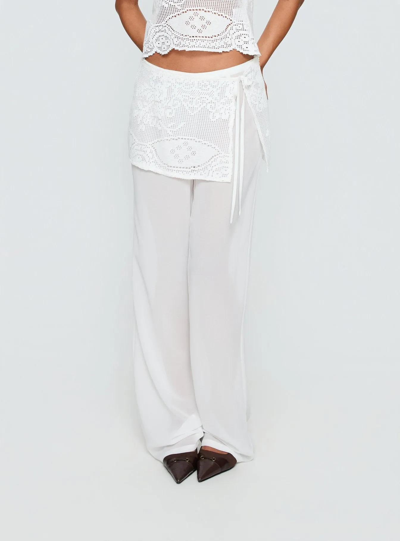 Claudie Layered Lace Straight Leg Pants White sold by Princess Polly product image thumbnail 2
