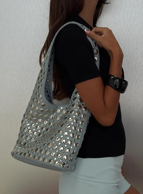 In The Crowd Shoulder Bag Blue / Silver sold by Princess Polly