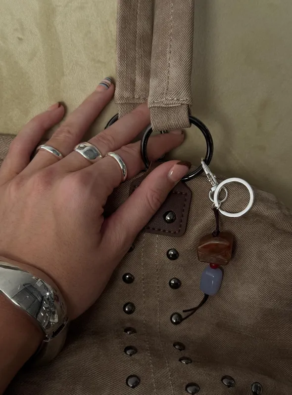 Mayberry Stone Detail Keychain Silver sold by Princess Polly