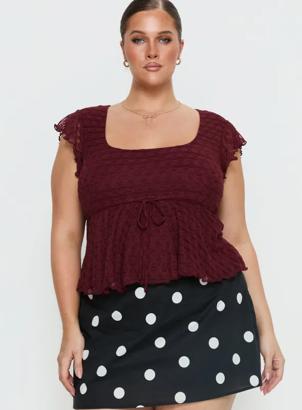 Auroraah Frill Top Cherry Curve made by Princess Polly