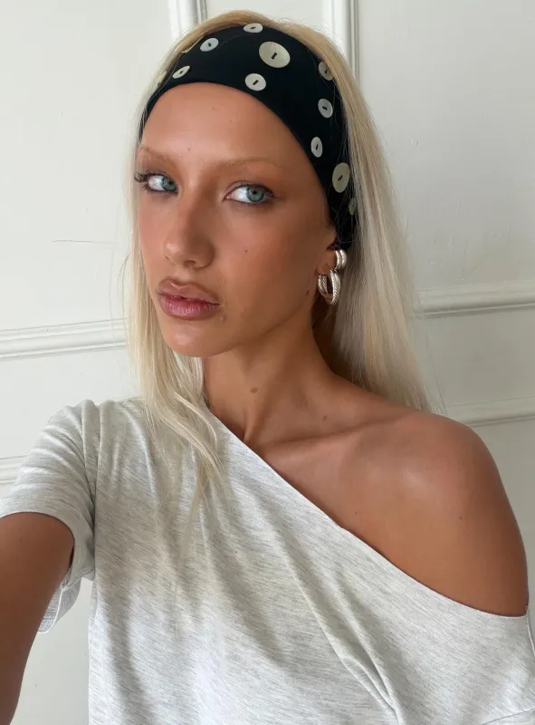 Isalyn Button Headband Black made by Princess Polly