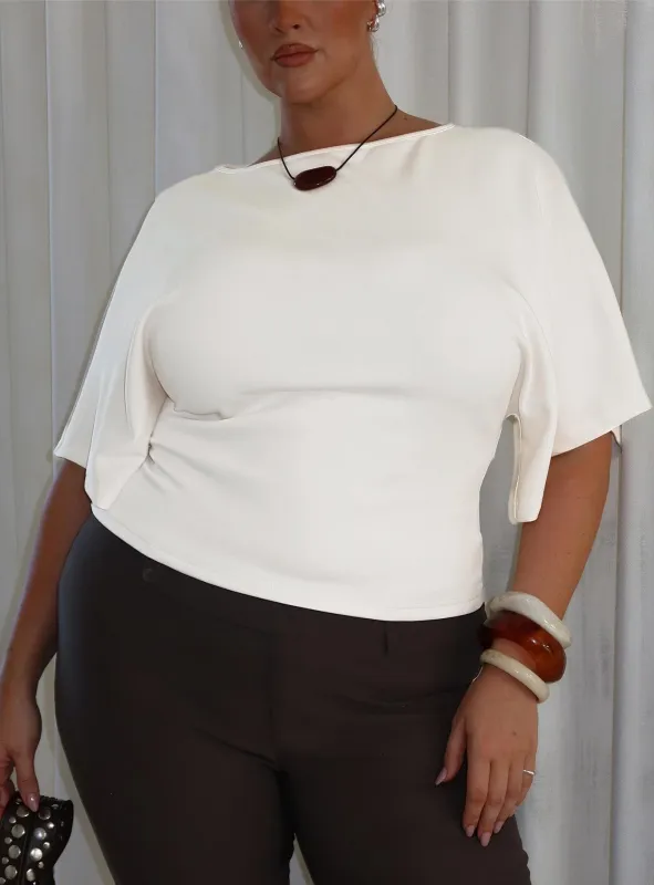 Arazia Cinched Short Sleeve Top White Curve sold by Princess Polly