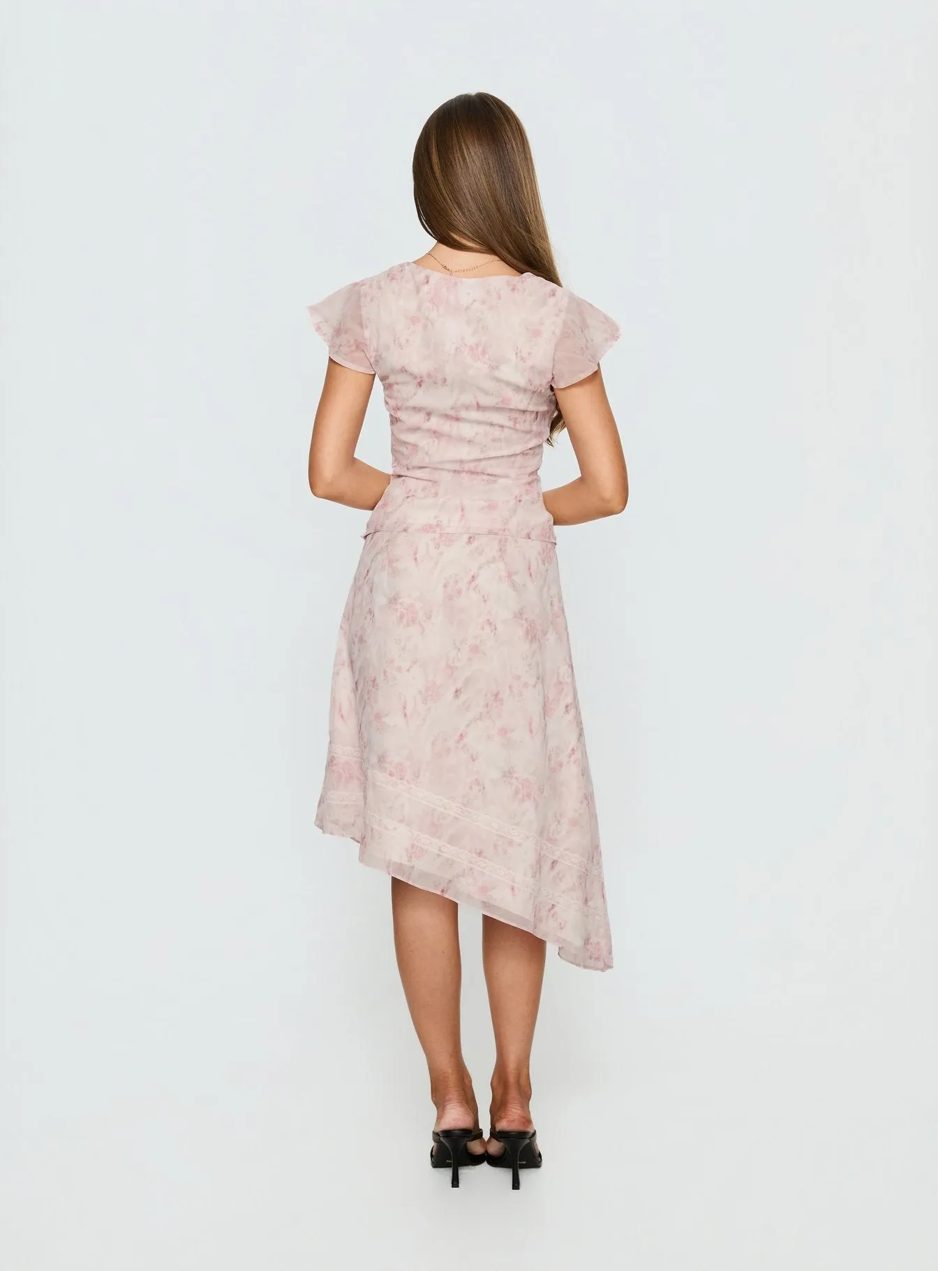 Avaline Asymmetrical Midi Skirt Pink sold by Princess Polly product image thumbnail 5
