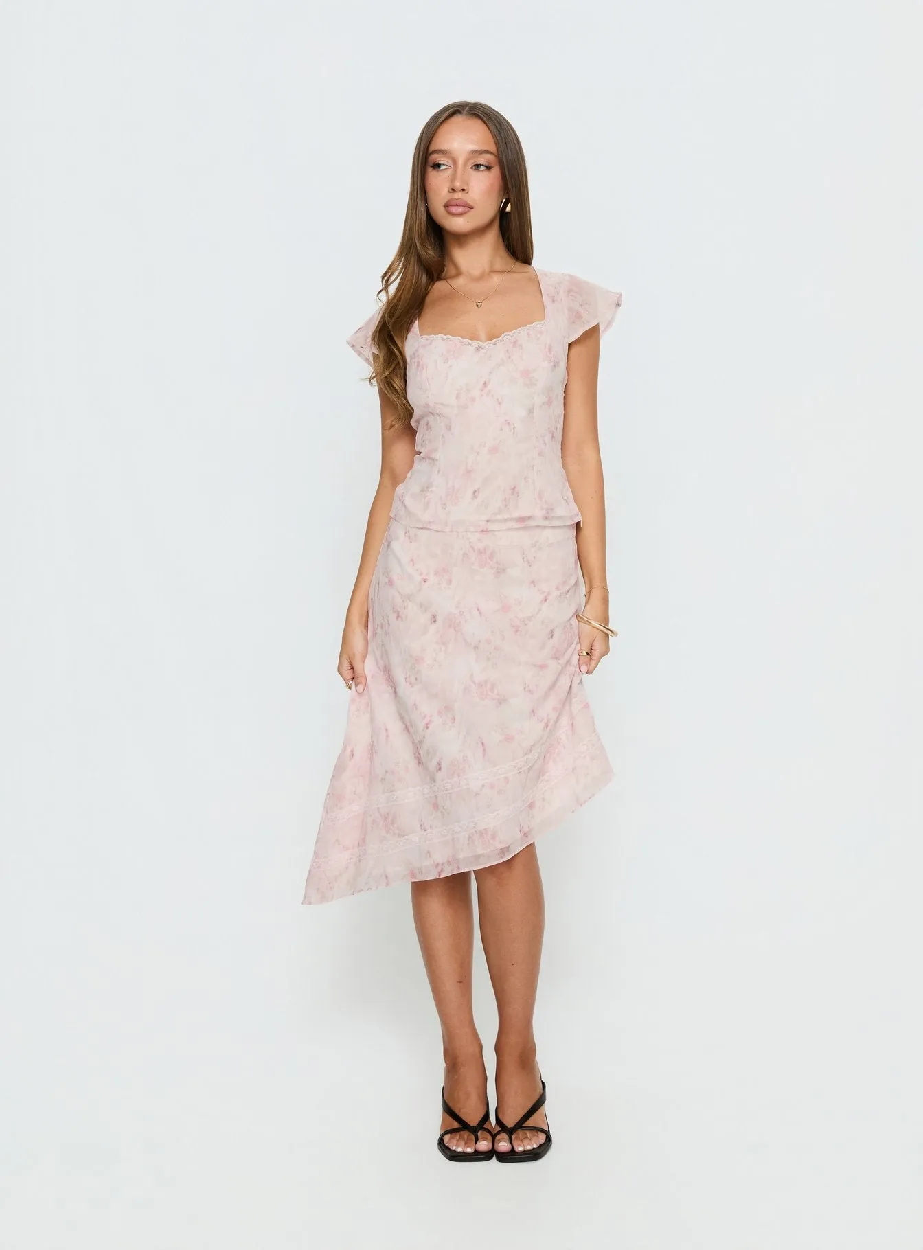 Avaline Asymmetrical Midi Skirt Pink sold by Princess Polly product image thumbnail 2