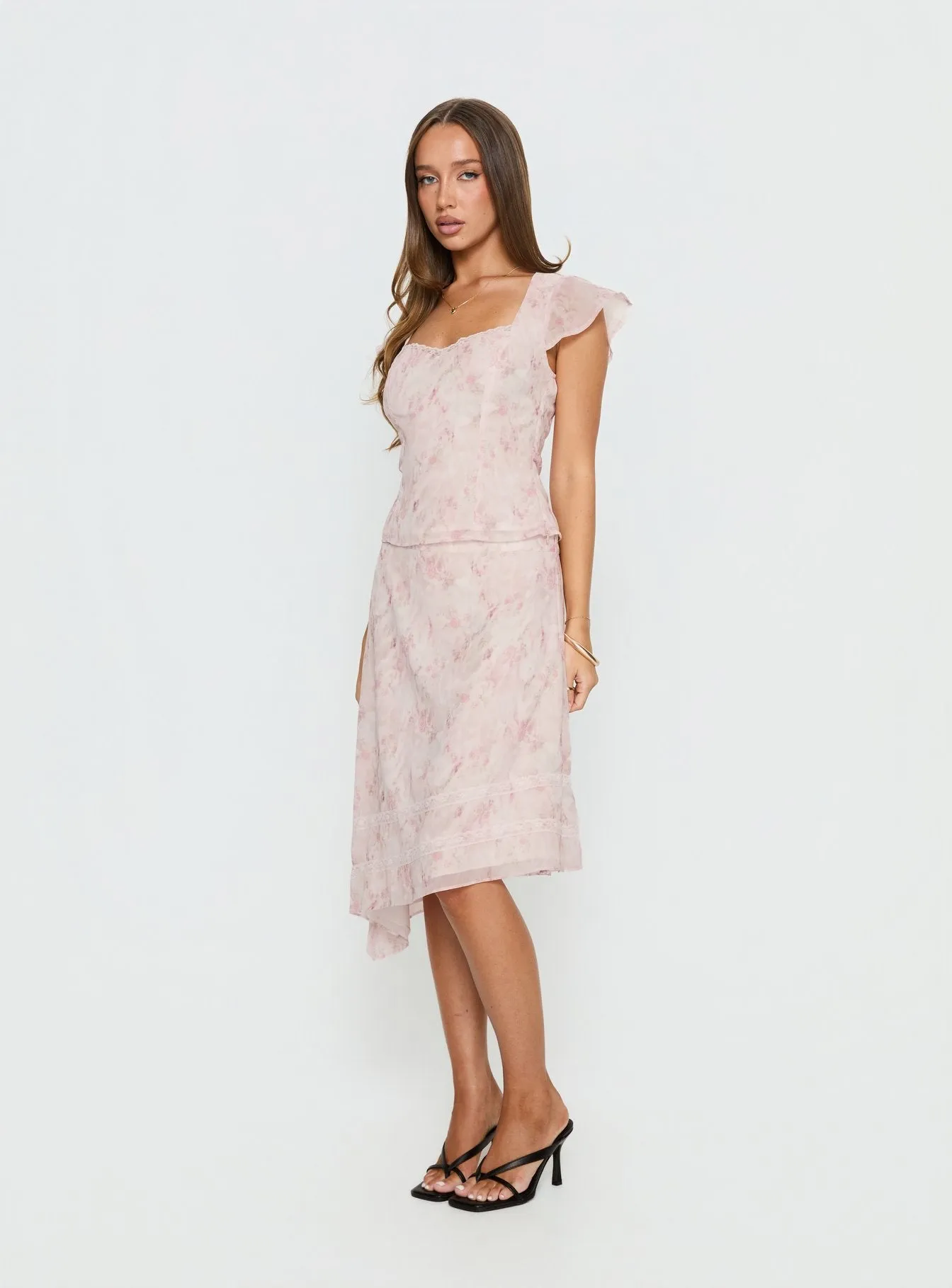 Avaline Asymmetrical Midi Skirt Pink sold by Princess Polly product image thumbnail 4