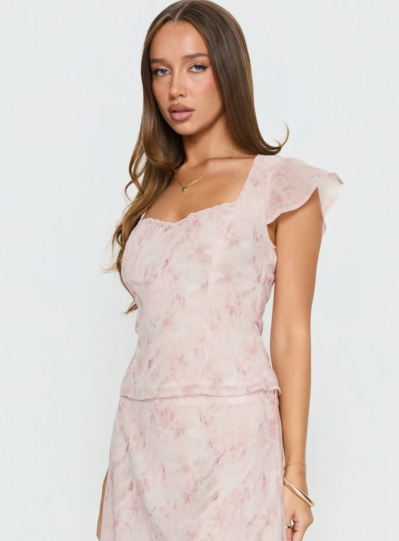 Avaline Lace Trim Blouse Top Pink sold by Princess Polly product image thumbnail 4