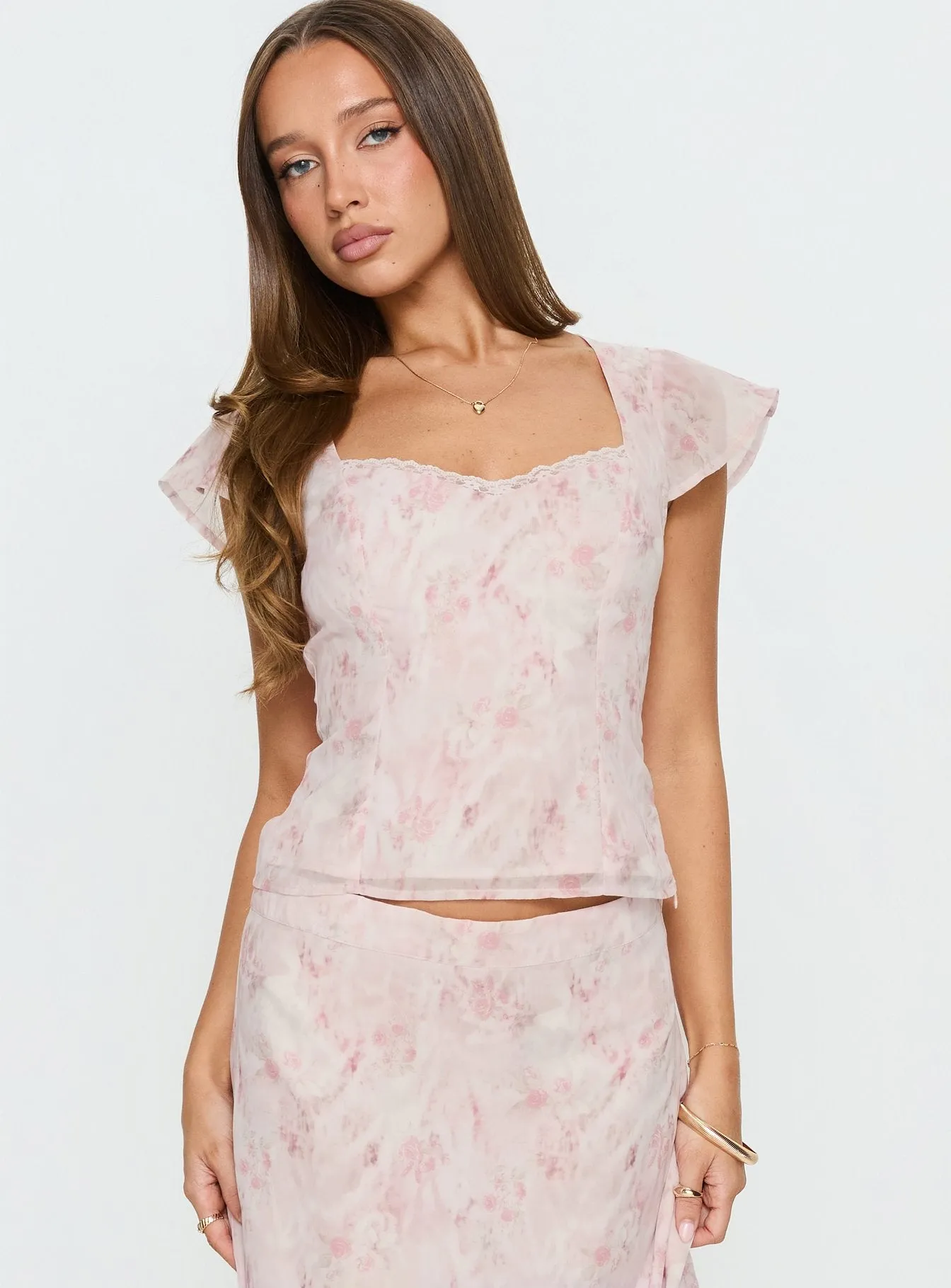 Avaline Lace Trim Blouse Top Pink sold by Princess Polly product image thumbnail 2