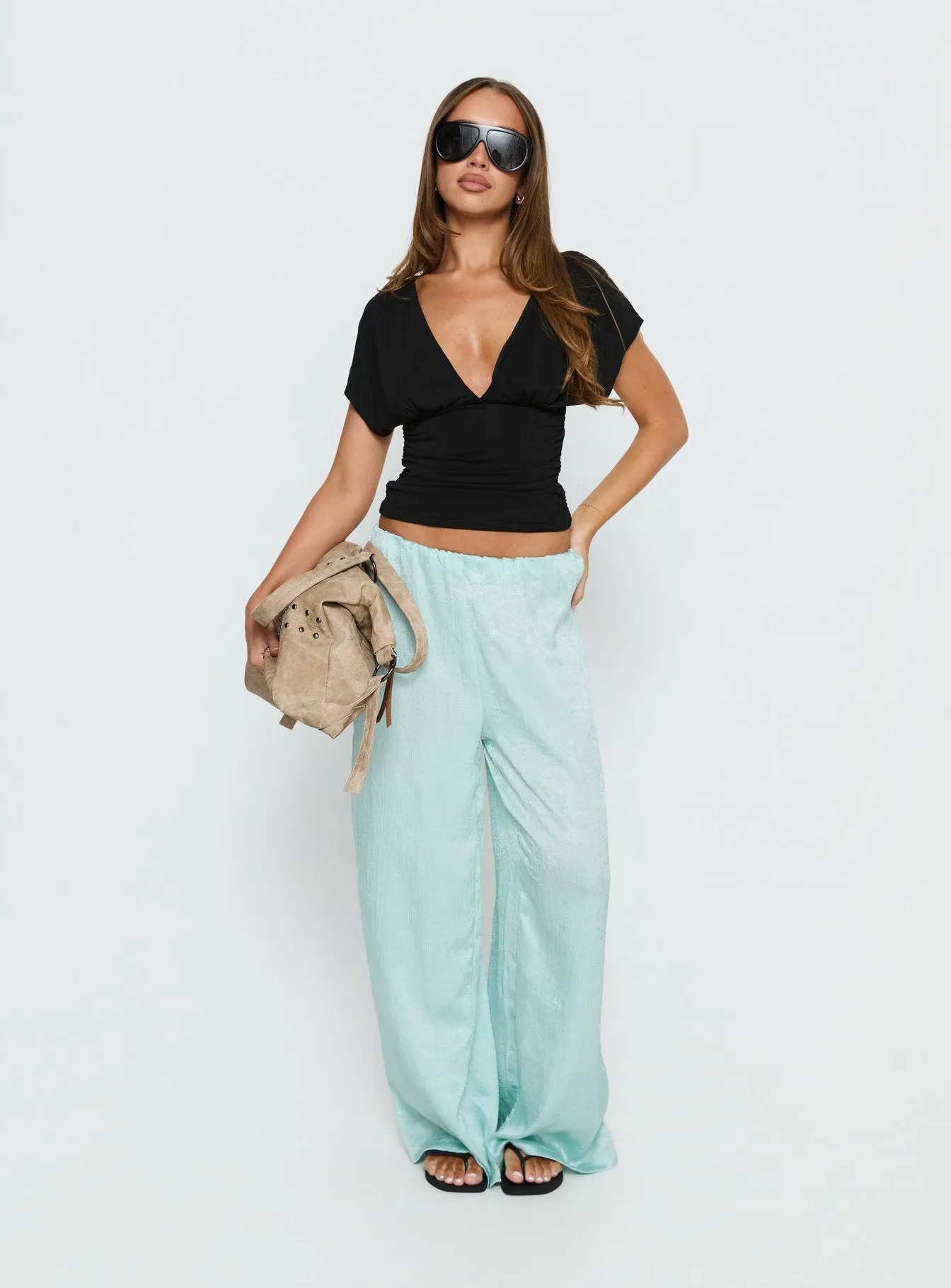 Salona Satin Straight Leg Pants Jelly Mint sold by Princess Polly product image thumbnail 3