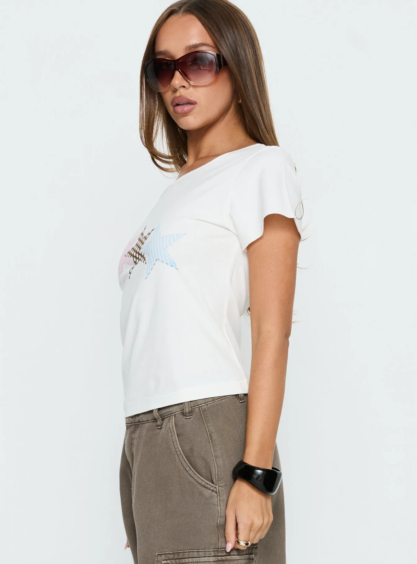 Starry Girl Loose Graphic Top White sold by Princess Polly product image thumbnail 5