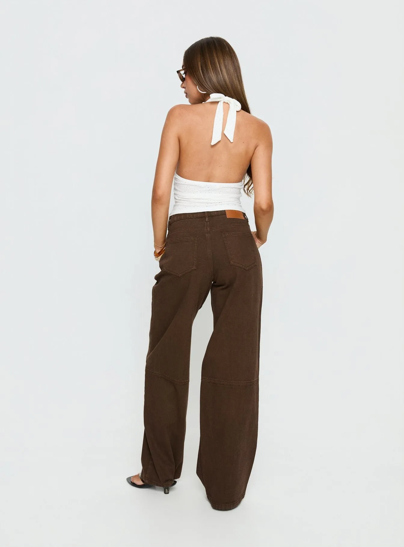 Lando Low Rise Straight Leg Jeans Chocolate sold by Princess Polly product image thumbnail 5