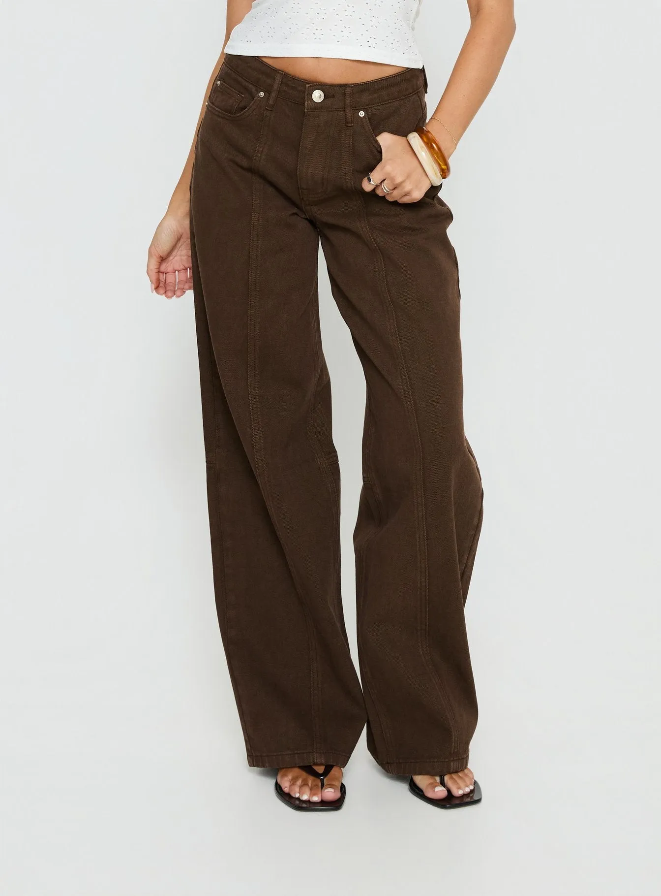 Lando Low Rise Straight Leg Jeans Chocolate sold by Princess Polly product image thumbnail 2