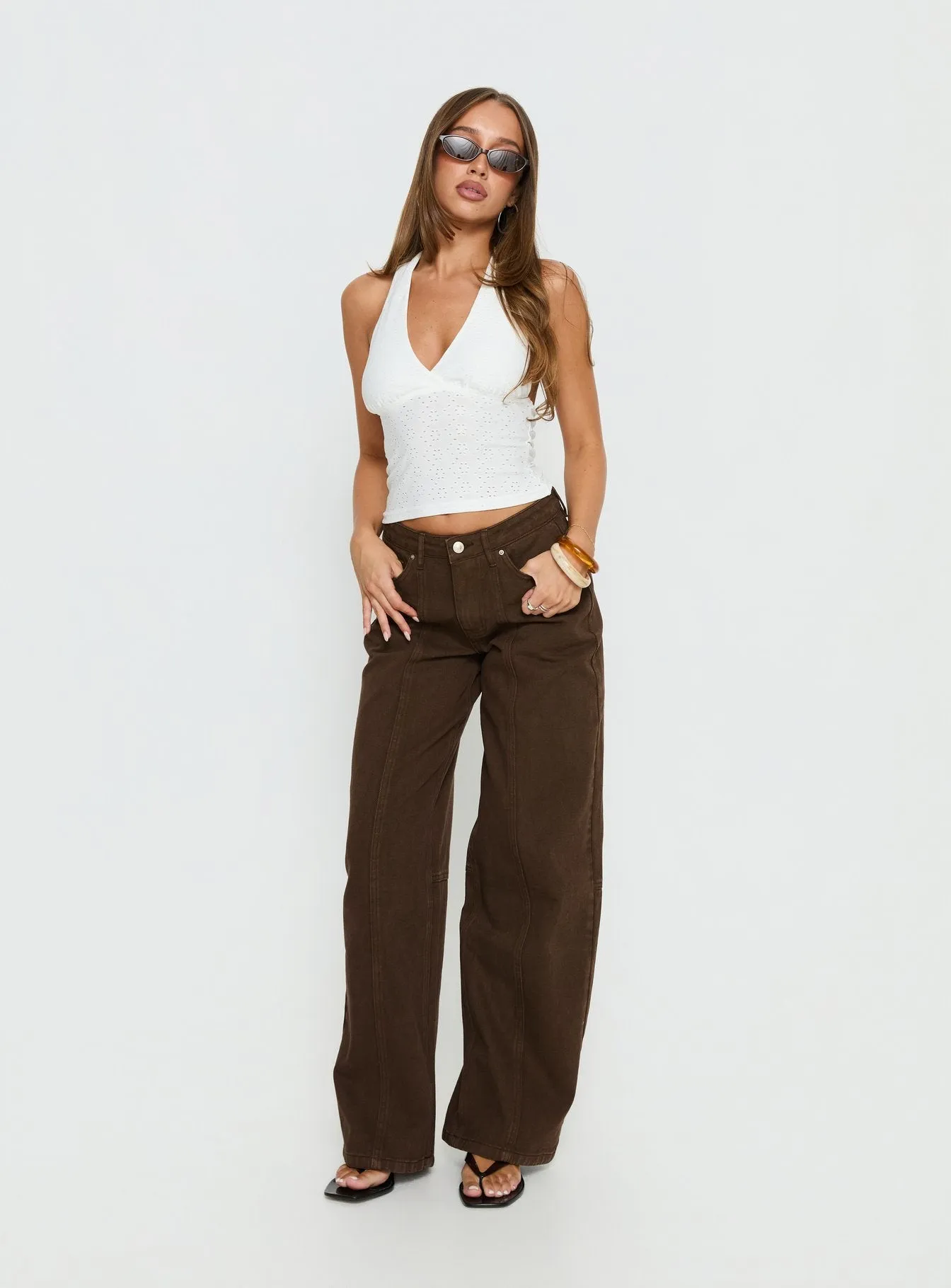 Lando Low Rise Straight Leg Jeans Chocolate sold by Princess Polly product image thumbnail 3