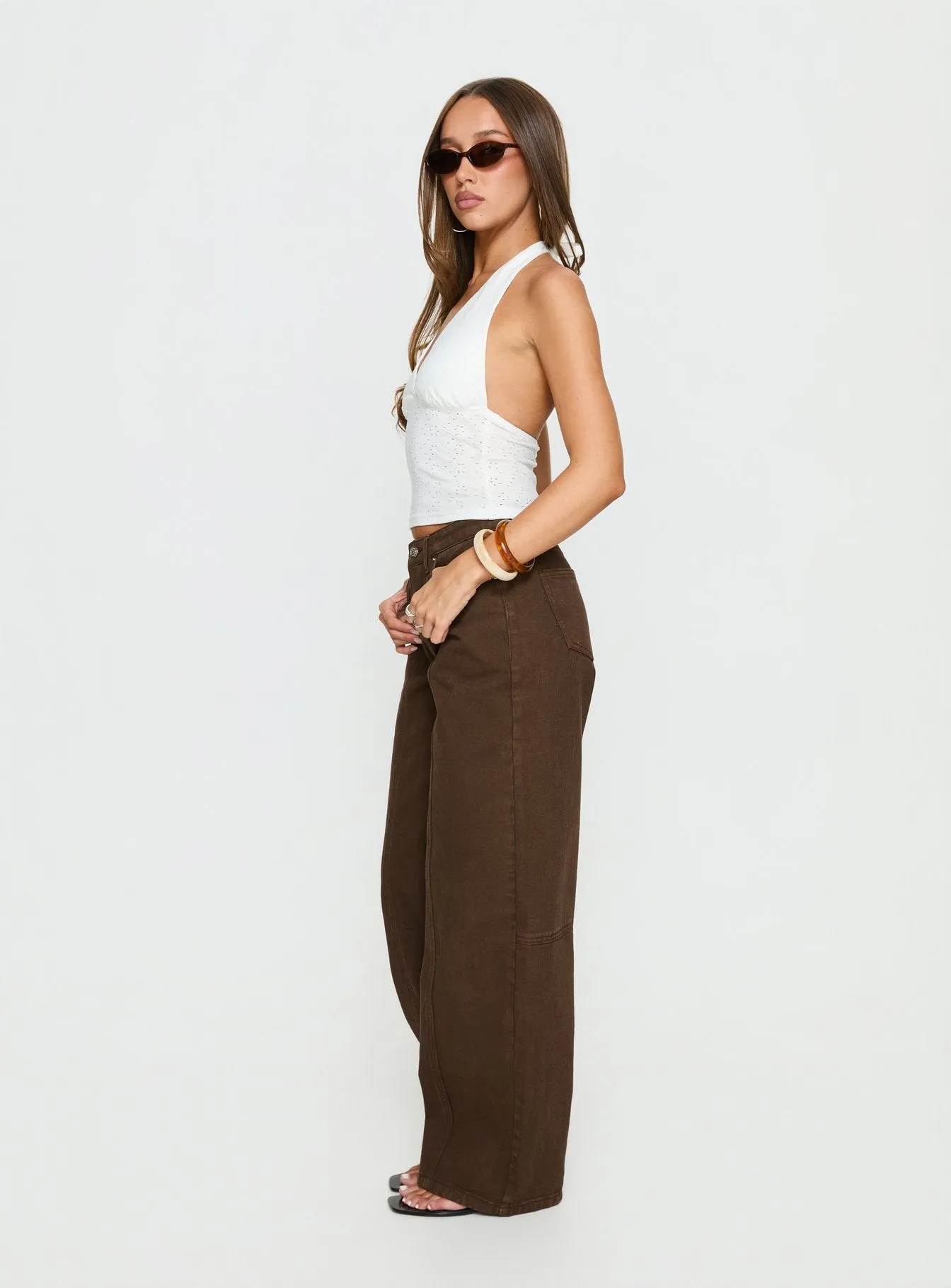 Lando Low Rise Straight Leg Jeans Chocolate sold by Princess Polly product image thumbnail 4