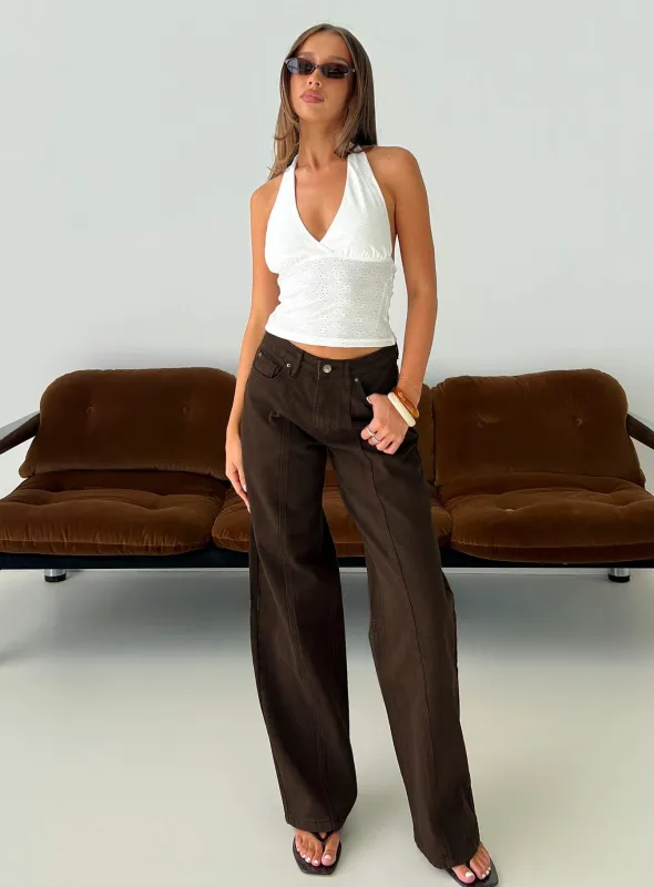 Lando Low Rise Straight Leg Jeans Chocolate sold by Princess Polly