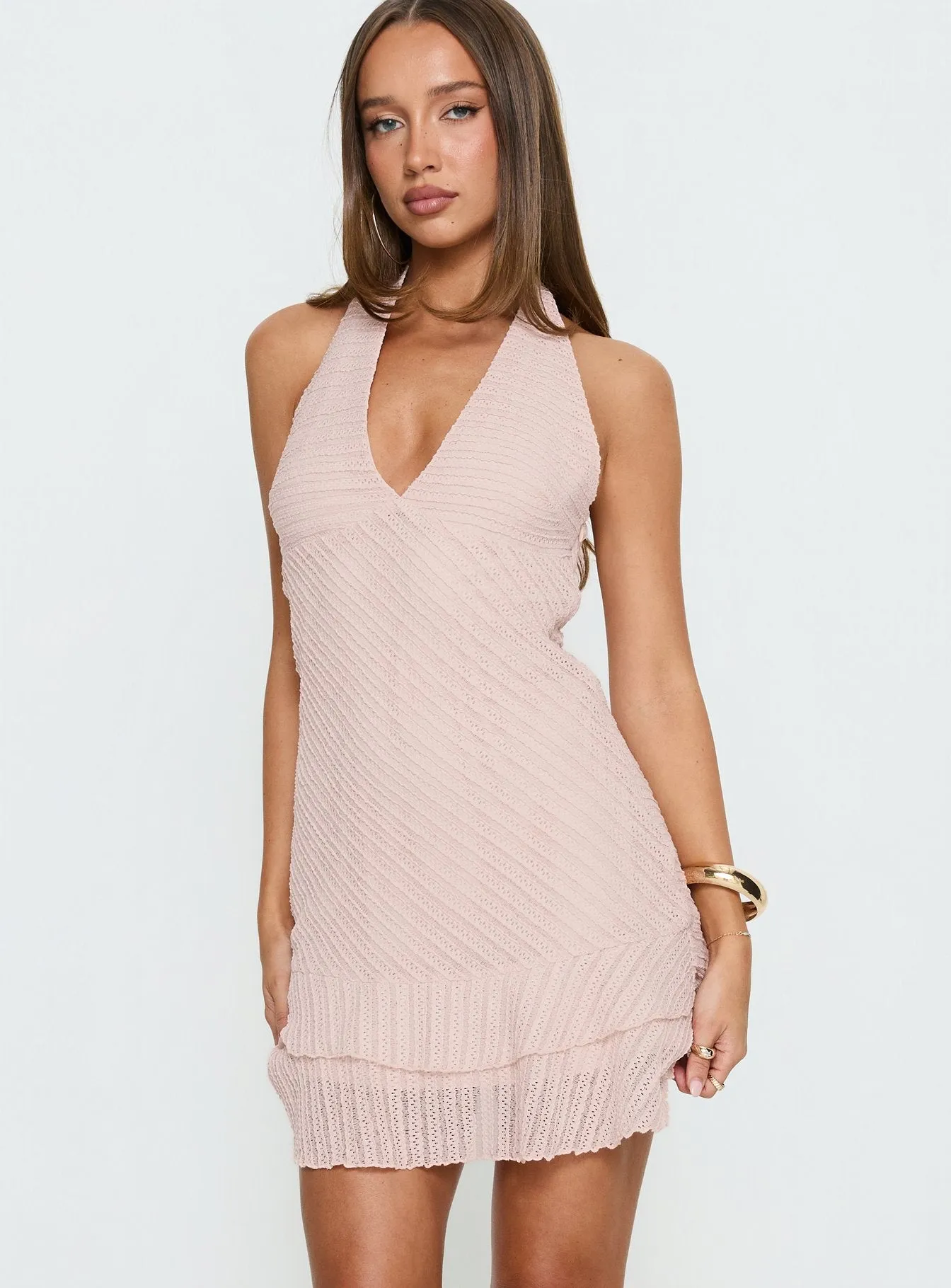Miravelle Halter Frill Mini Dress Light Pink sold by Princess Polly product image thumbnail 2
