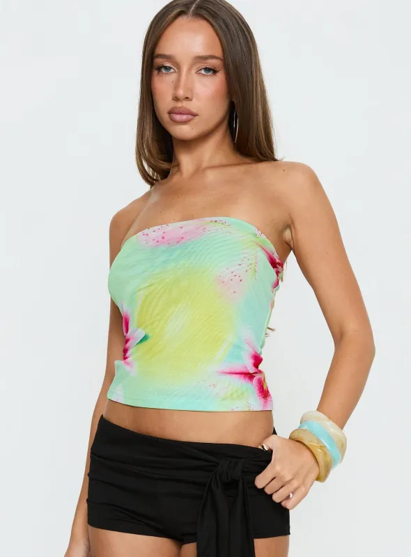 Lorren Strapless Top Multi Floral made by Princess Polly