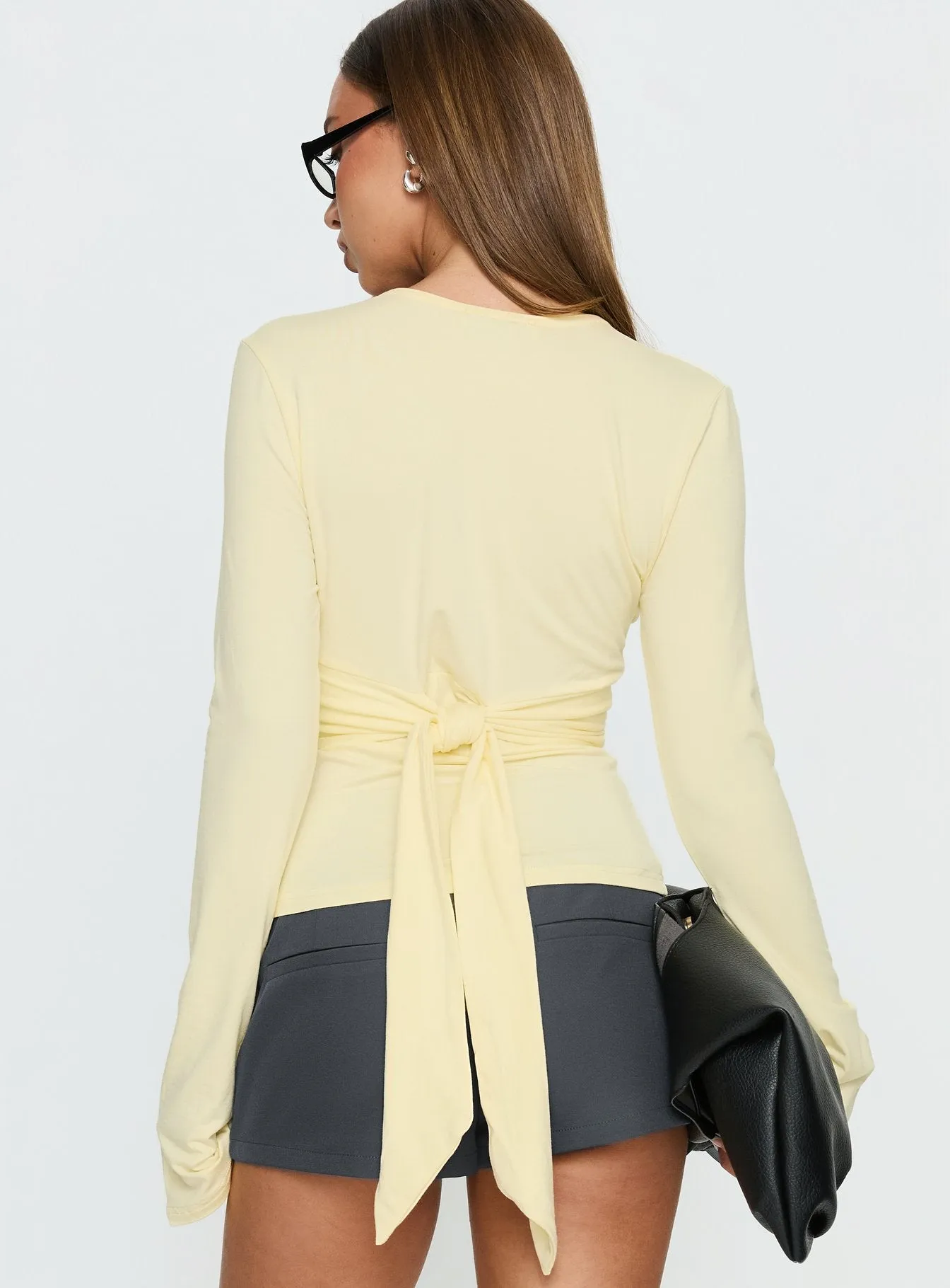 Madelon Long Sleeve Wrap Top Butter sold by Princess Polly product image thumbnail 5